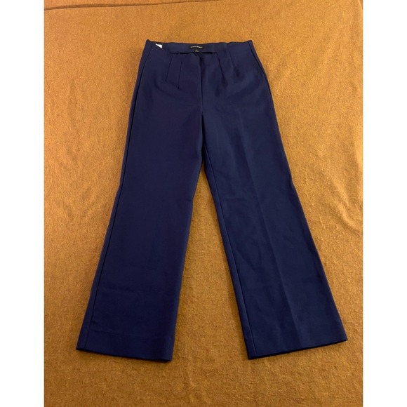 Banana Republic Pants - Banana Republic Womens Large Navy Blue Pleated Ponte Knit Wide Leg Pants NWT